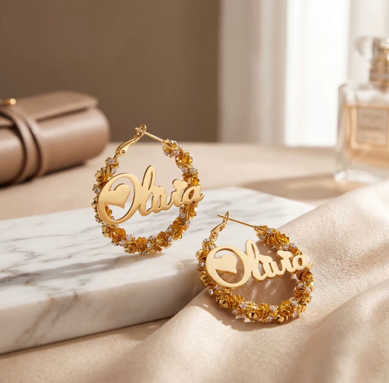 Custom Name Floral Hoops