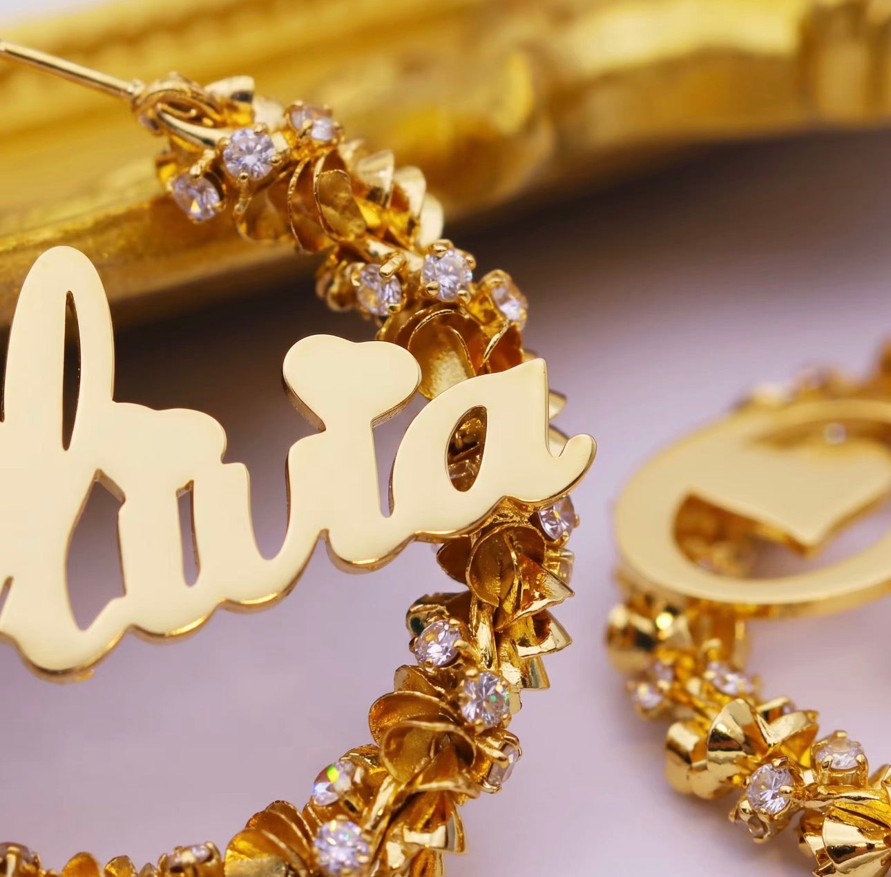 Custom Name Floral Hoops