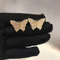 Pink Stone Butterfly Stud Earrings