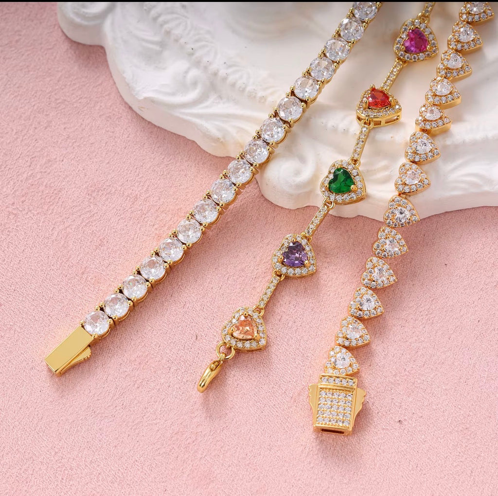 Diamond Heart Tennis Bracelet