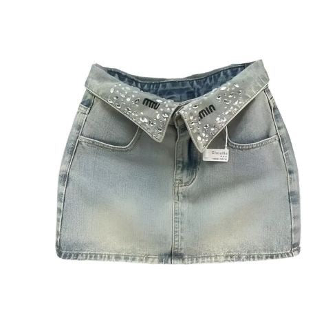 Miu Miu Rhinestone Jeans Skirt